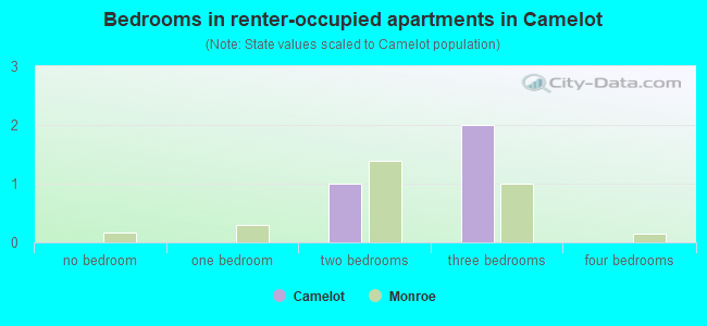 Bedrooms in renter-occupied apartments in Camelot