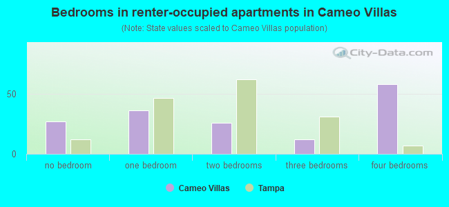 Bedrooms in renter-occupied apartments in Cameo Villas
