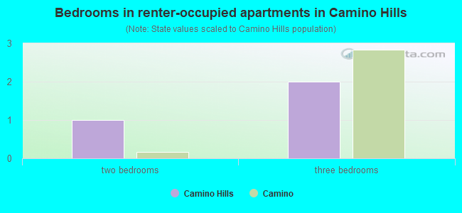Bedrooms in renter-occupied apartments in Camino Hills
