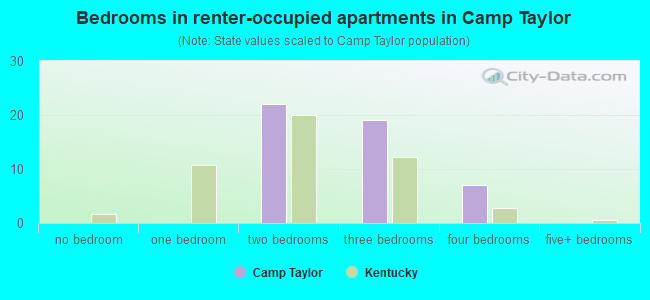 Bedrooms in renter-occupied apartments in Camp Taylor