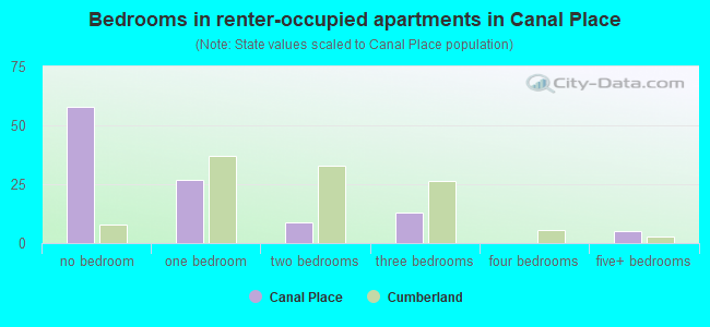 Bedrooms in renter-occupied apartments in Canal Place