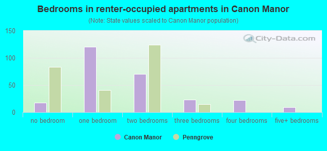 Bedrooms in renter-occupied apartments in Canon Manor