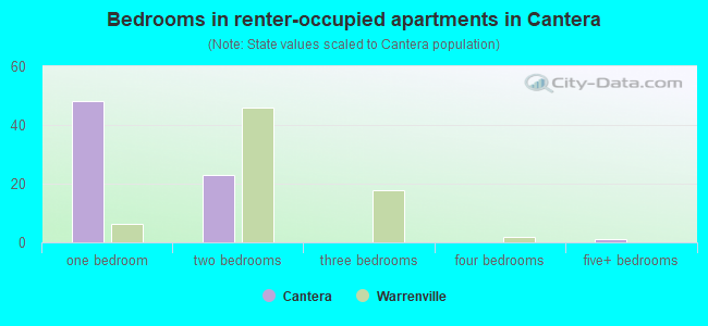 Bedrooms in renter-occupied apartments in Cantera