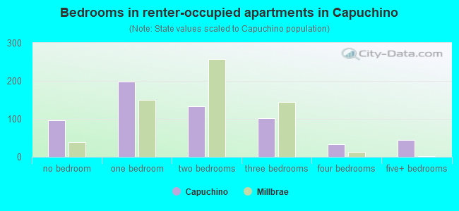 Bedrooms in renter-occupied apartments in Capuchino