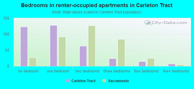Bedrooms in renter-occupied apartments in Carleton Tract