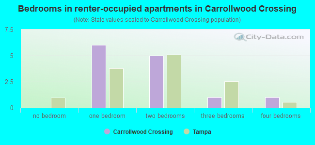 Bedrooms in renter-occupied apartments in Carrollwood Crossing