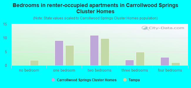 Bedrooms in renter-occupied apartments in Carrollwood Springs Cluster Homes