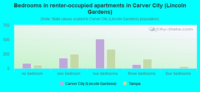 Bedrooms in renter-occupied apartments in Carver City (Lincoln Gardens)
