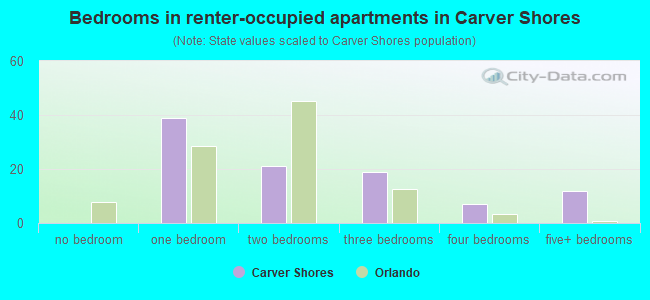 Bedrooms in renter-occupied apartments in Carver Shores
