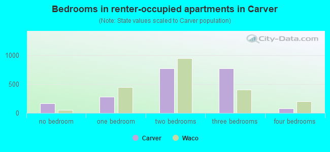 Bedrooms in renter-occupied apartments in Carver