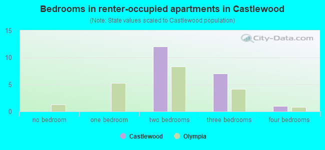 Bedrooms in renter-occupied apartments in Castlewood