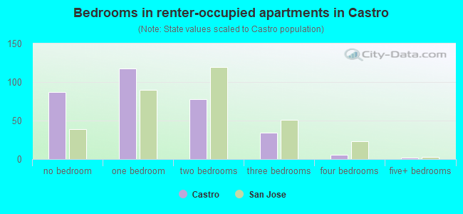 Bedrooms in renter-occupied apartments in Castro