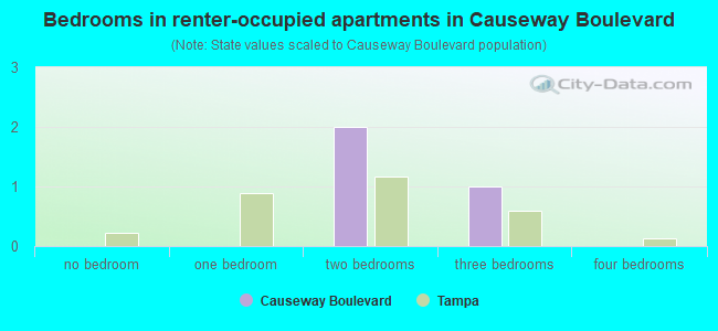 Bedrooms in renter-occupied apartments in Causeway Boulevard