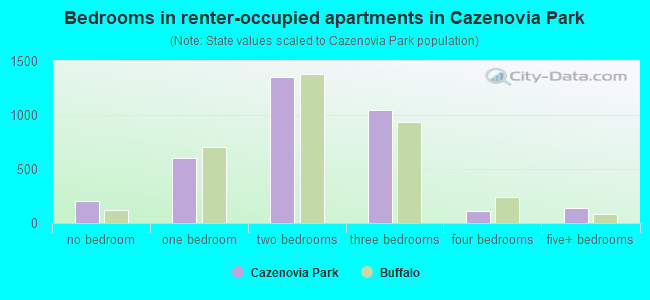 Bedrooms in renter-occupied apartments in Cazenovia Park