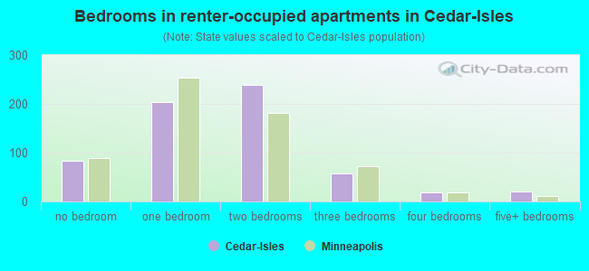 Bedrooms in renter-occupied apartments in Cedar-Isles