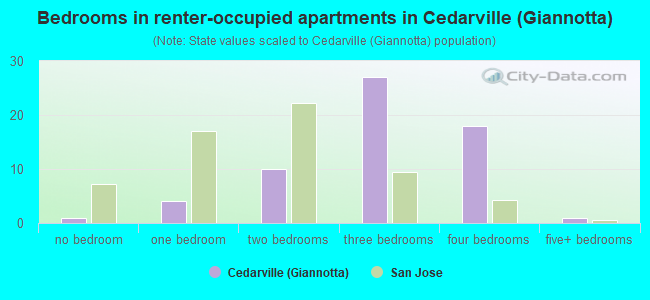 Bedrooms in renter-occupied apartments in Cedarville (Giannotta)