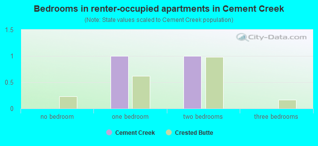 Bedrooms in renter-occupied apartments in Cement Creek