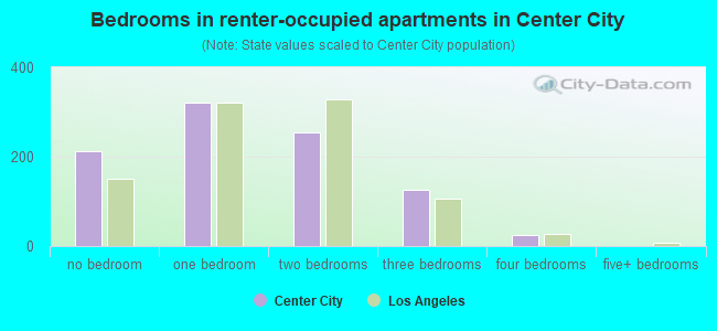 Bedrooms in renter-occupied apartments in Center City