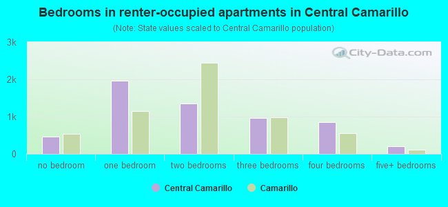 Bedrooms in renter-occupied apartments in Central Camarillo