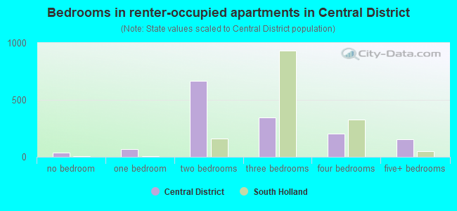 Bedrooms in renter-occupied apartments in Central District