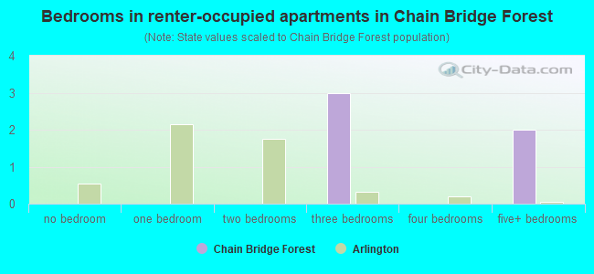 Bedrooms in renter-occupied apartments in Chain Bridge Forest