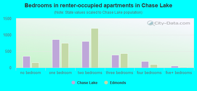 Bedrooms in renter-occupied apartments in Chase Lake