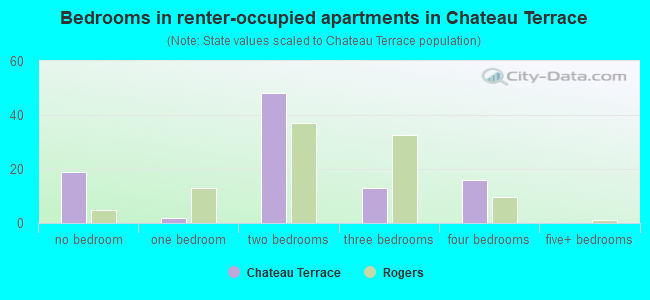 Bedrooms in renter-occupied apartments in Chateau Terrace