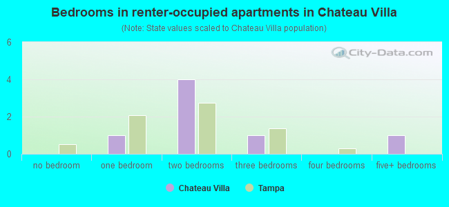 Bedrooms in renter-occupied apartments in Chateau Villa