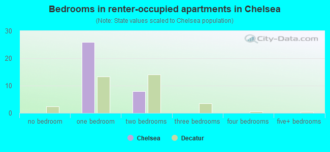 Bedrooms in renter-occupied apartments in Chelsea