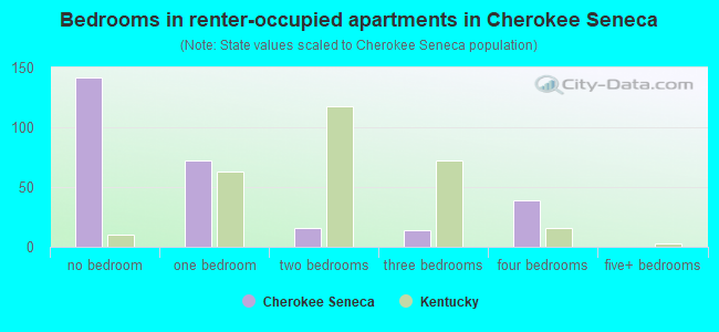 Bedrooms in renter-occupied apartments in Cherokee Seneca