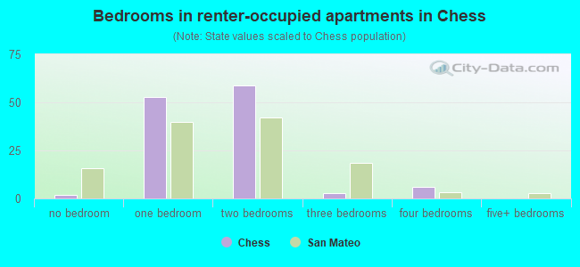 Bedrooms in renter-occupied apartments in Chess