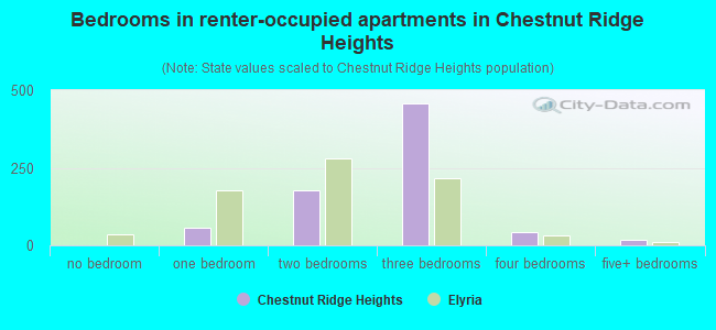 Bedrooms in renter-occupied apartments in Chestnut Ridge Heights