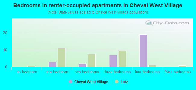 Bedrooms in renter-occupied apartments in Cheval West Village