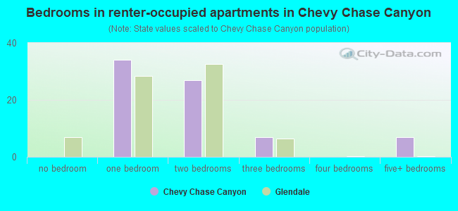 Bedrooms in renter-occupied apartments in Chevy Chase Canyon