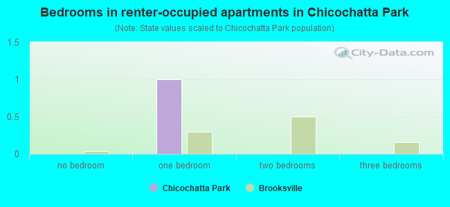 Bedrooms in renter-occupied apartments in Chicochatta Park