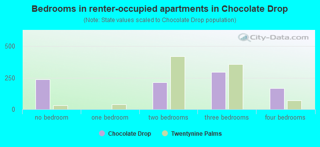 Bedrooms in renter-occupied apartments in Chocolate Drop