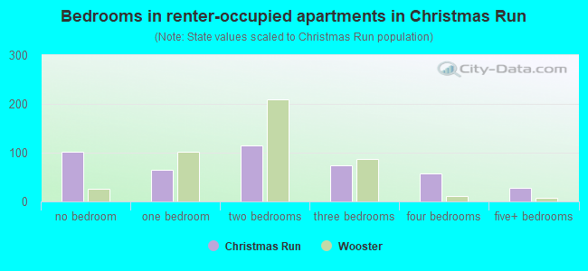 Bedrooms in renter-occupied apartments in Christmas Run