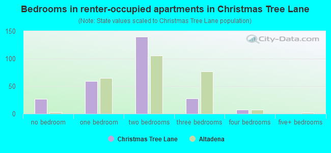 Bedrooms in renter-occupied apartments in Christmas Tree Lane