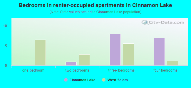 Bedrooms in renter-occupied apartments in Cinnamon Lake