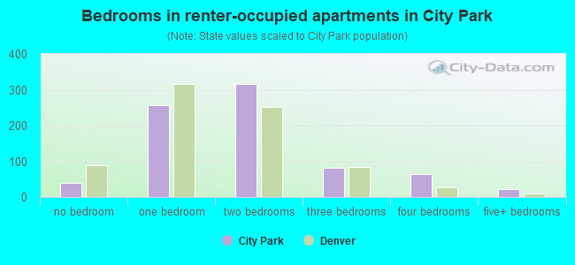 Bedrooms in renter-occupied apartments in City Park