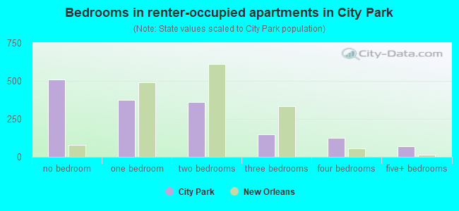 Bedrooms in renter-occupied apartments in City Park