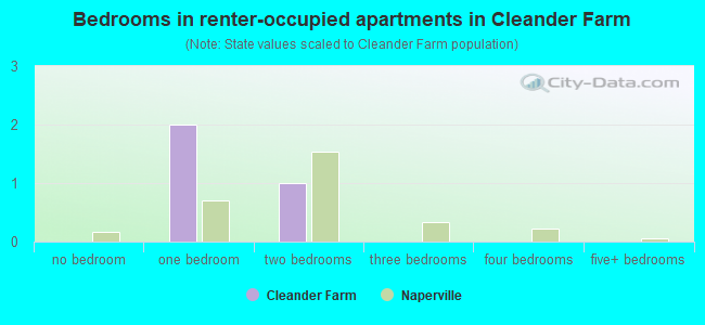 Bedrooms in renter-occupied apartments in Cleander Farm