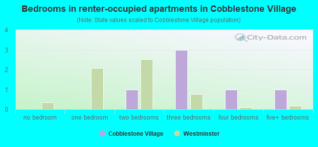 Bedrooms in renter-occupied apartments in Cobblestone Village