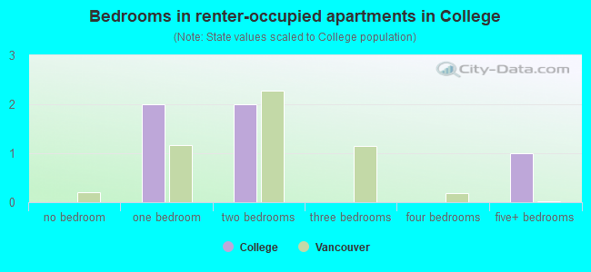 Bedrooms in renter-occupied apartments in College
