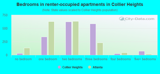 Bedrooms in renter-occupied apartments in Collier Heights