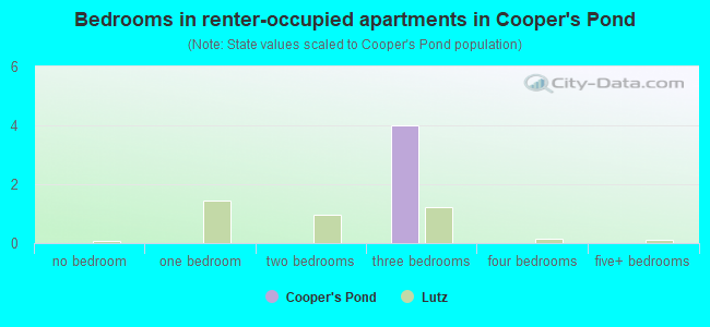 Bedrooms in renter-occupied apartments in Cooper's Pond