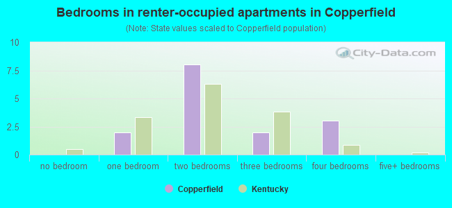 Bedrooms in renter-occupied apartments in Copperfield