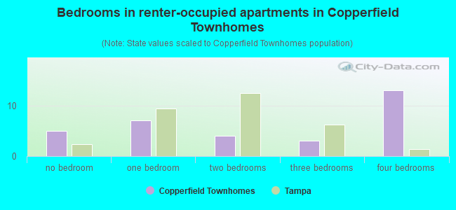 Bedrooms in renter-occupied apartments in Copperfield Townhomes