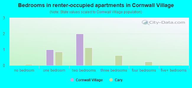Bedrooms in renter-occupied apartments in Cornwall Village