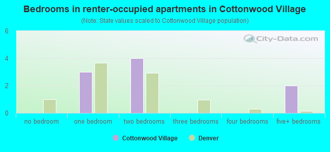 Bedrooms in renter-occupied apartments in Cottonwood Village